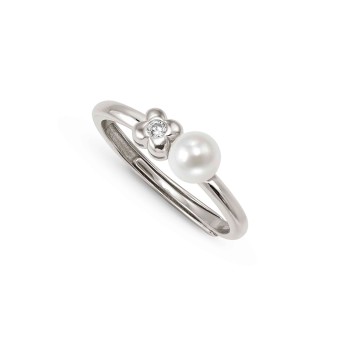 Pearls Loop ring, Four-Leaf Clover and Pearl