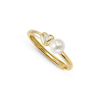 Pearls Loop ring, Heart and Pearl